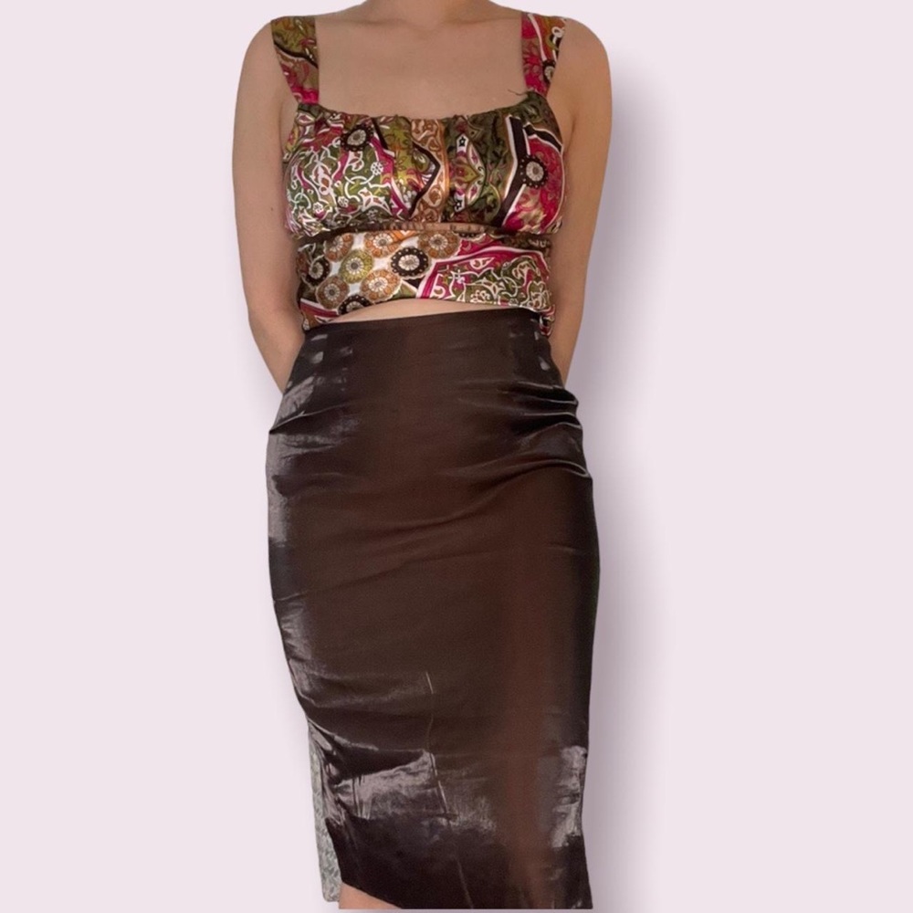 Le suit maxi y2k 90's maxi skirt in the color brown with some shimmer